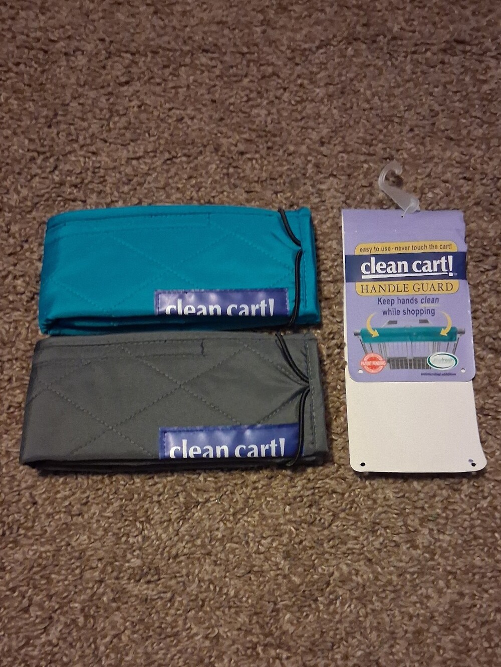 Clean Cart! Handle Guard ×2, 1 Gray & 1 Teal. Easy To Use-Never Touch The Cart!